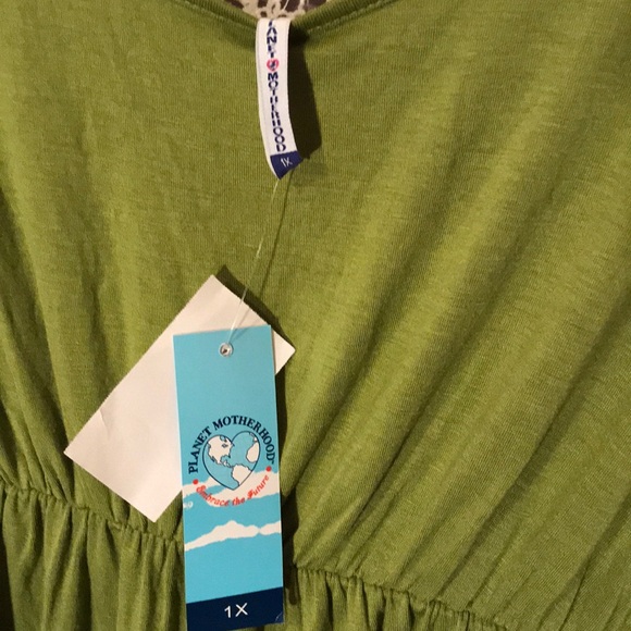 *SALE* Boho Babydoll Maternity Tunic Leaf Green 1x - Picture 6 of 6